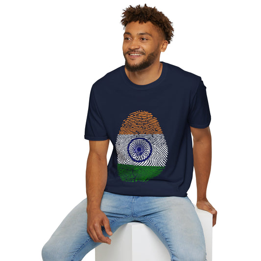 INDIA Fingerprint flag Soccer World Cup Fan T-Shirt (MEN)