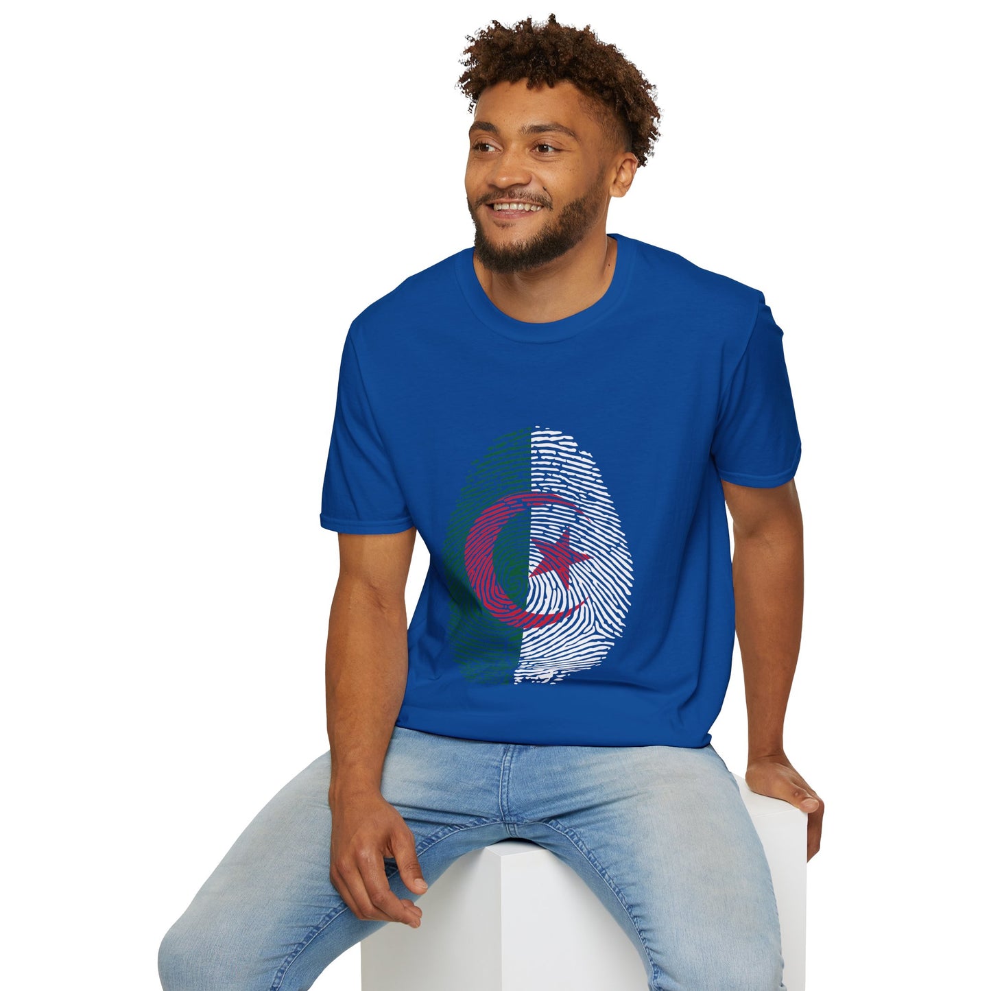ALGERIA Fingerprint flag Soccer World Cup Fan T-Shirt (MEN)