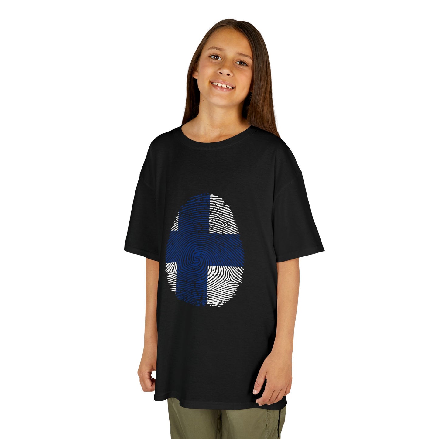 FINLAND Fingerprint flag Soccer World Cup Fan T-Shirt (KIDS - UNISEX)