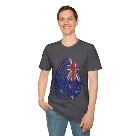 NEW ZEALAND Fingerprint flag Soccer World Cup Fan T-Shirt (MEN)