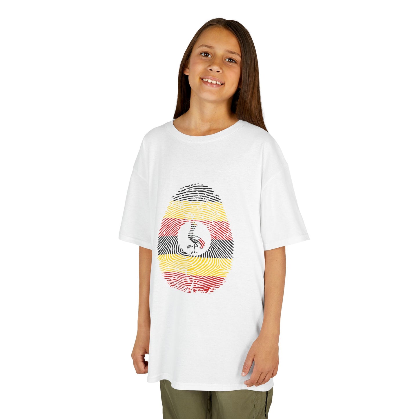 UGANDA Fingerprint flag Soccer World Cup Fan T-Shirt (KIDS - UNISEX)