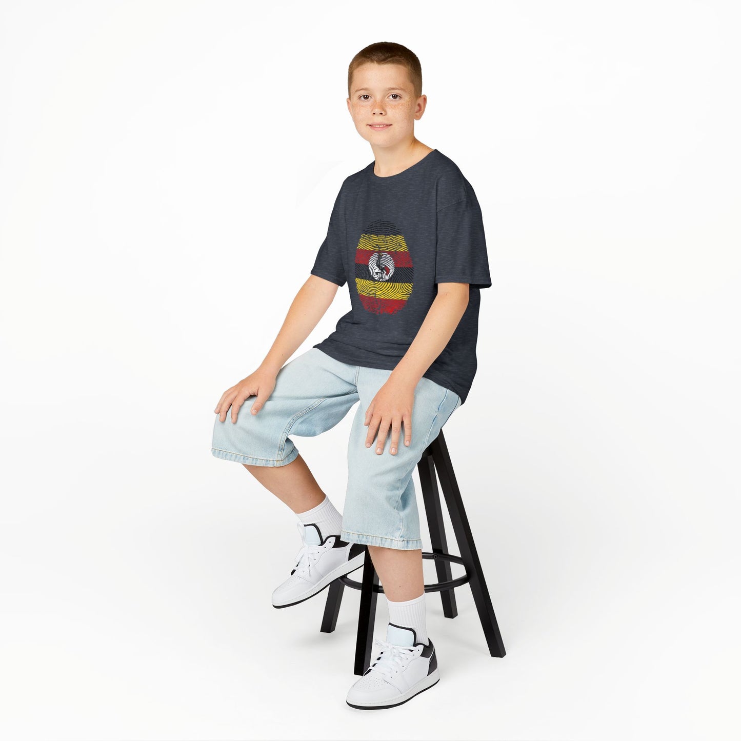 UGANDA Fingerprint flag Soccer World Cup Fan T-Shirt (KIDS - UNISEX)
