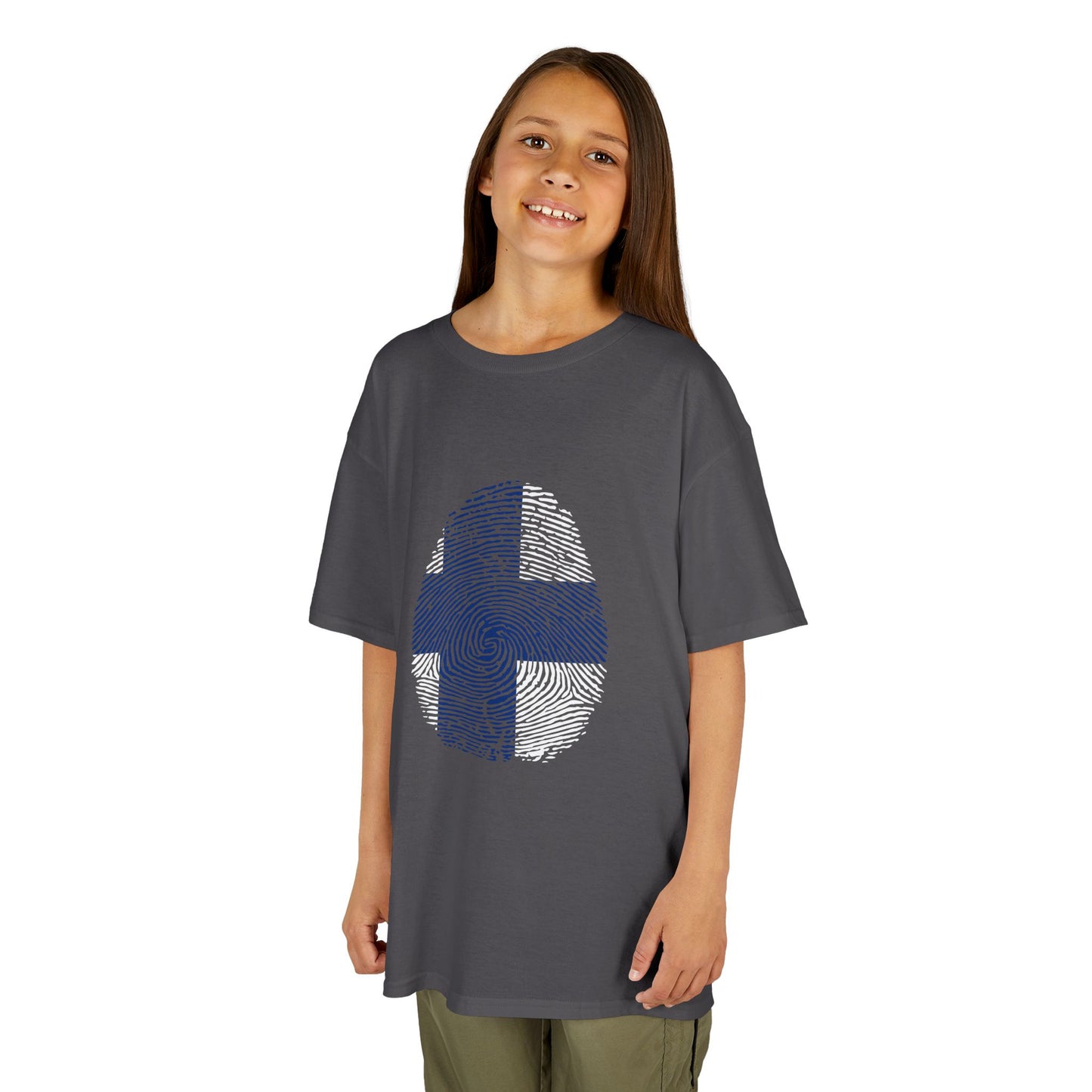 FINLAND Fingerprint flag Soccer World Cup Fan T-Shirt (KIDS - UNISEX)