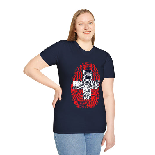 SWITZERLAND Fingerprint flag Soccer World Cup Fan T-Shirt (WOMEN)