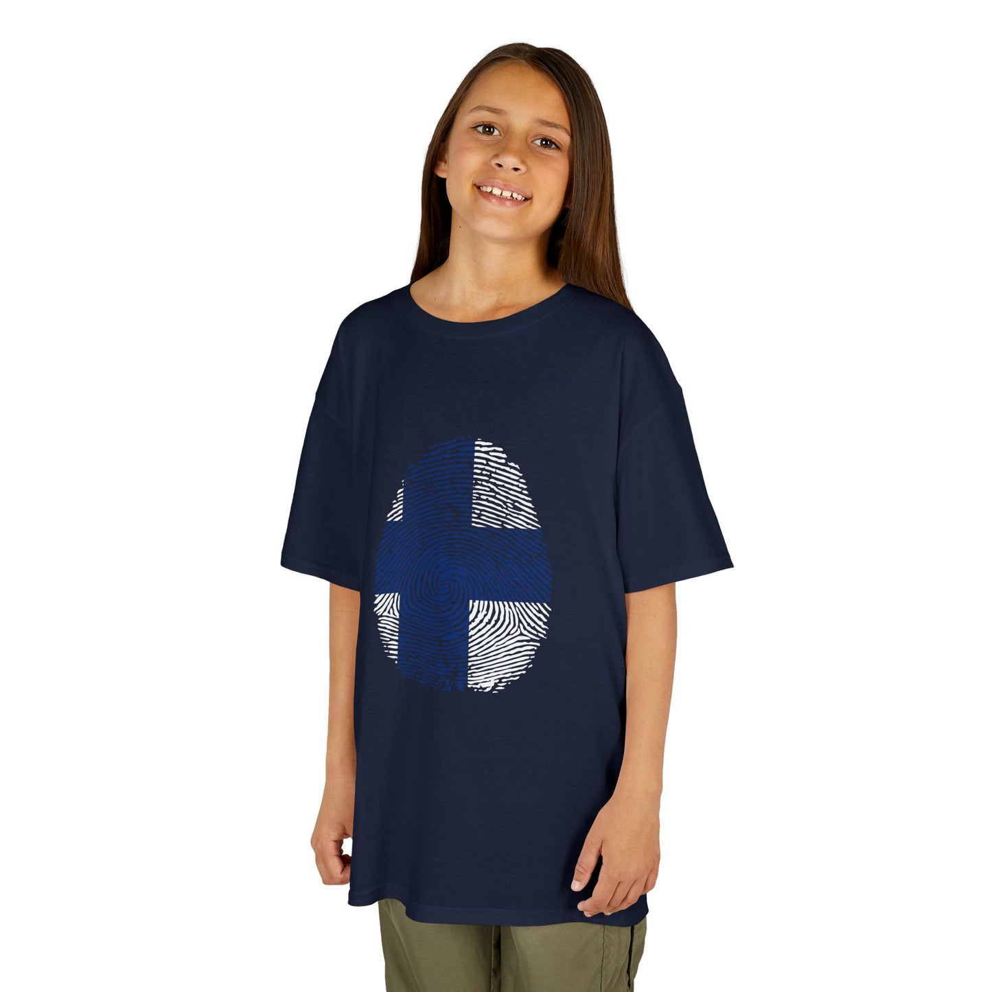 FINLAND Fingerprint flag Soccer World Cup Fan T-Shirt (KIDS - UNISEX)