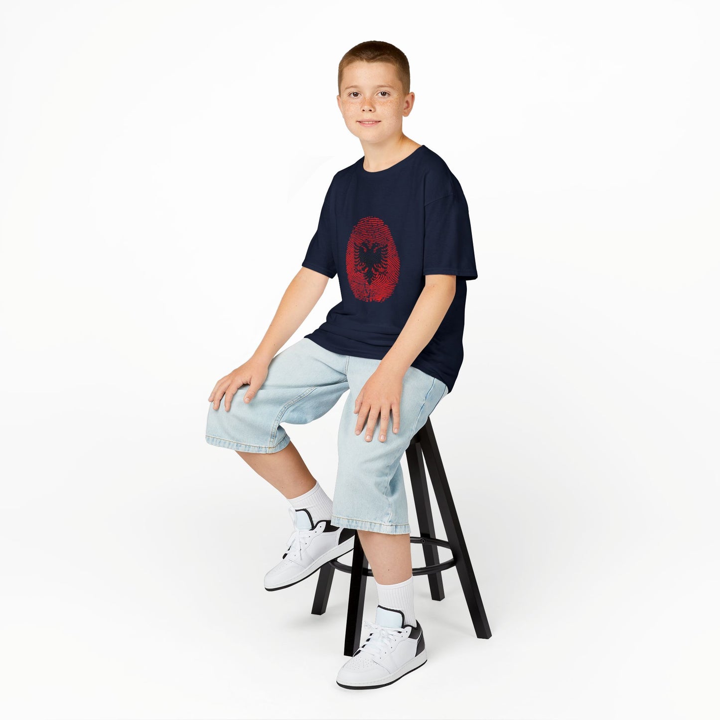 ALBANIA Fingerprint flag Soccer World Cup Fan T-Shirt (KIDS - UNISEX)