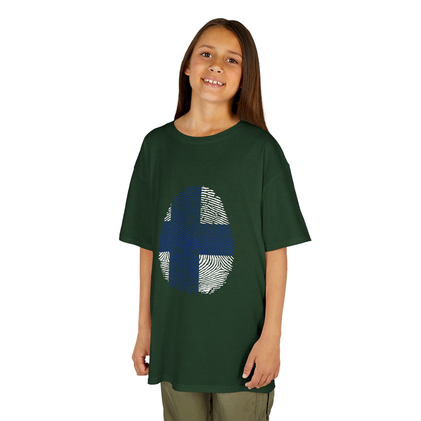 FINLAND Fingerprint flag Soccer World Cup Fan T-Shirt (KIDS - UNISEX)