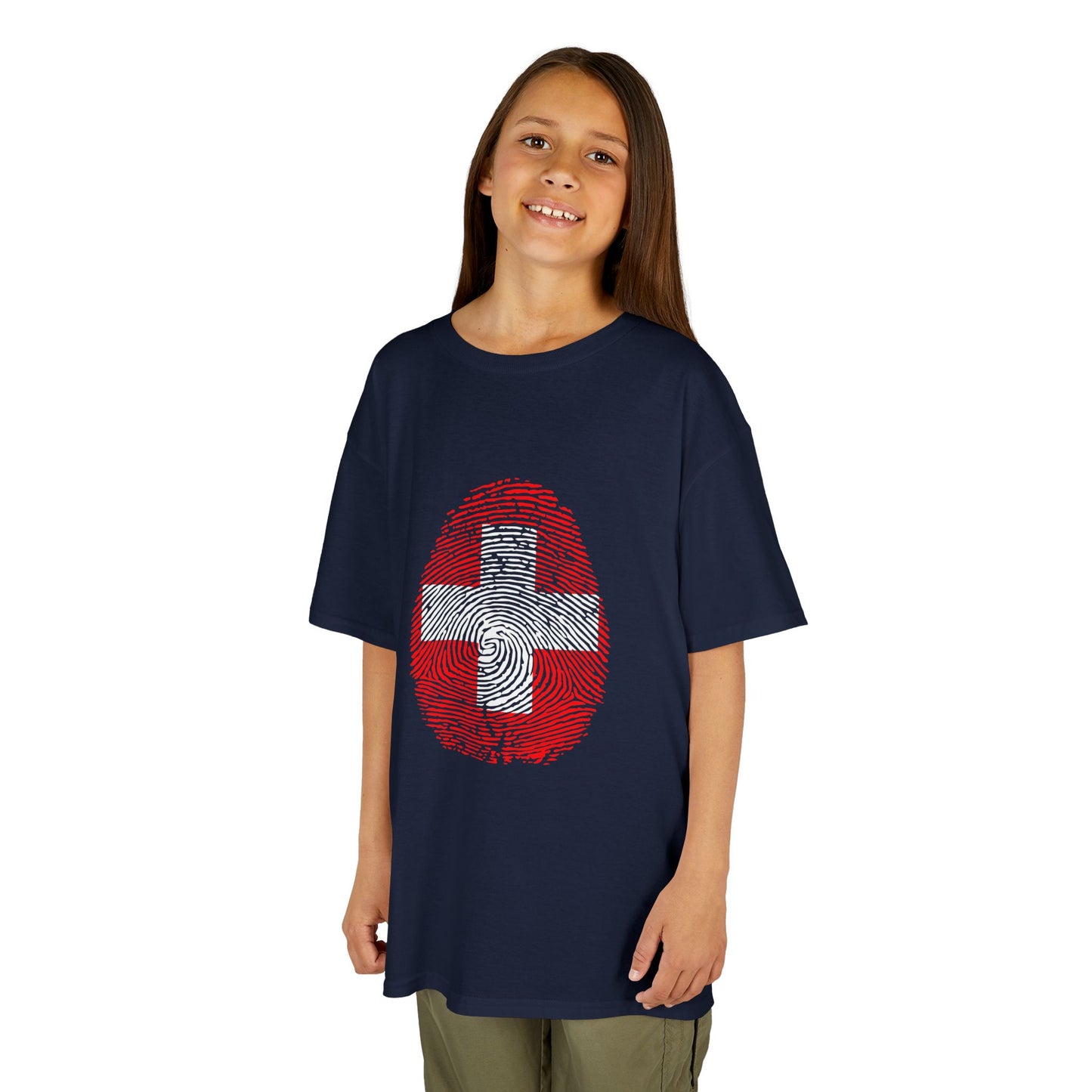 SWITZERLAND Fingerprint flag Soccer World Cup Fan T-Shirt (KIDS - UNISEX)