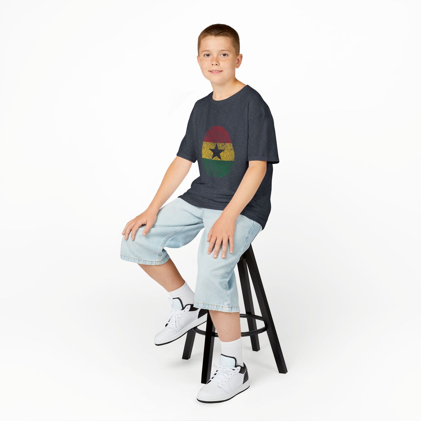 GHANA Fingerprint flag Soccer World Cup Fan T-Shirt (KIDS - UNISEX)