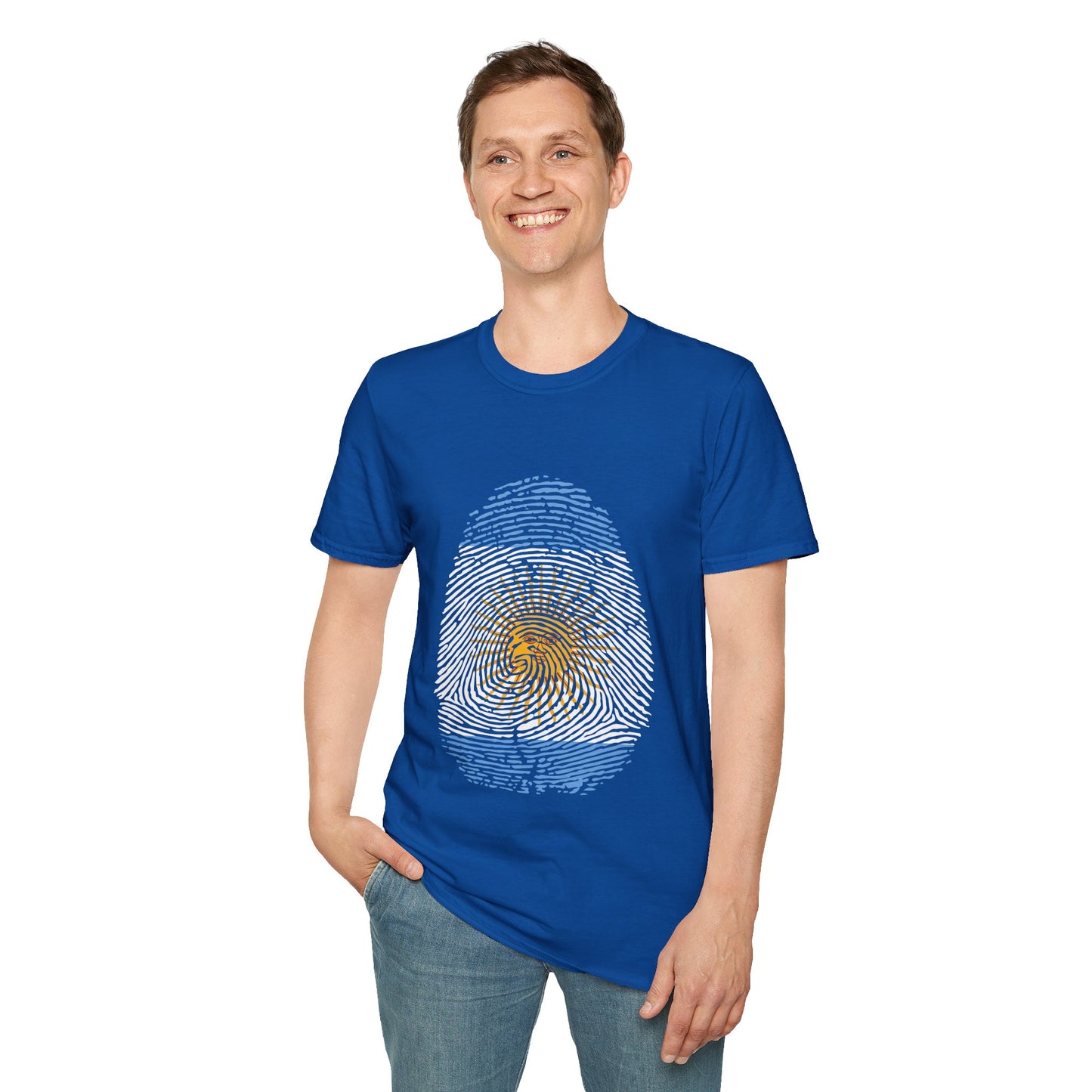 ARGENTINA Fingerprint flag Soccer World Cup Fan T-Shirt (MEN)