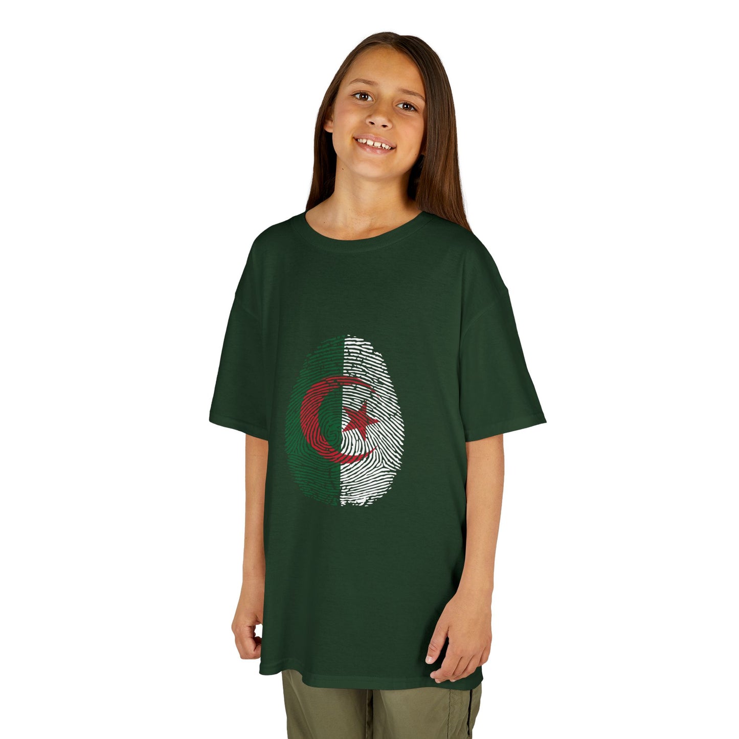 ALGERIA Fingerprint flag Soccer World Cup Fan T-Shirt (KIDS - UNISEX)