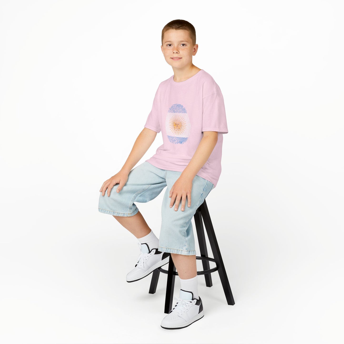 ARGENTINA Fingerprint flag Soccer World Cup Fan T-Shirt (KIDS - UNISEX)