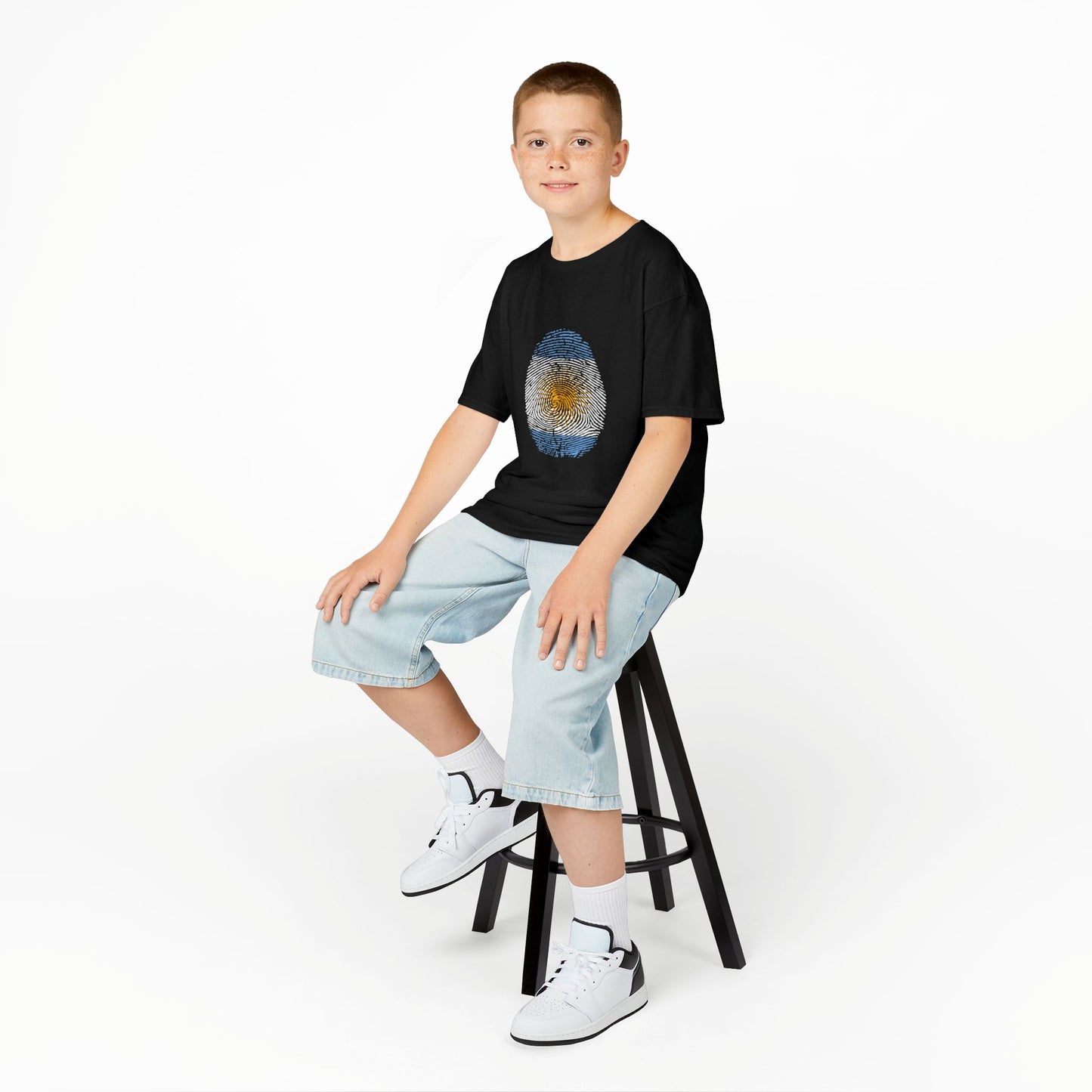 ARGENTINA Fingerprint flag Soccer World Cup Fan T-Shirt (KIDS - UNISEX)