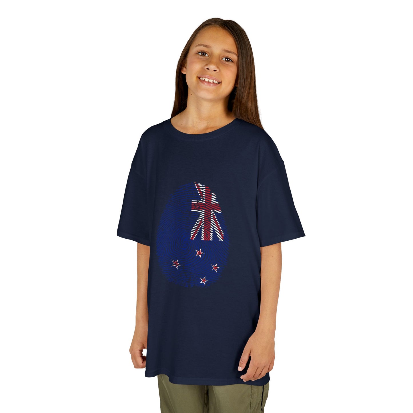 NEW ZEALAND Fingerprint flag Soccer World Cup Fan T-Shirt (KIDS - UNISEX)