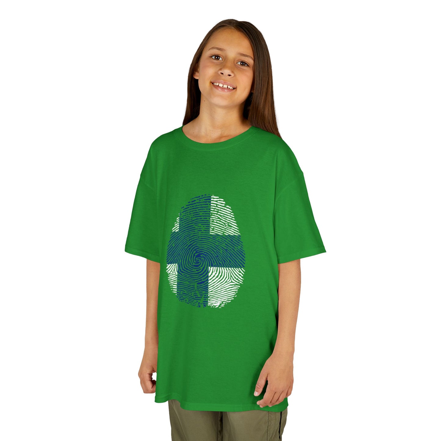FINLAND Fingerprint flag Soccer World Cup Fan T-Shirt (KIDS - UNISEX)