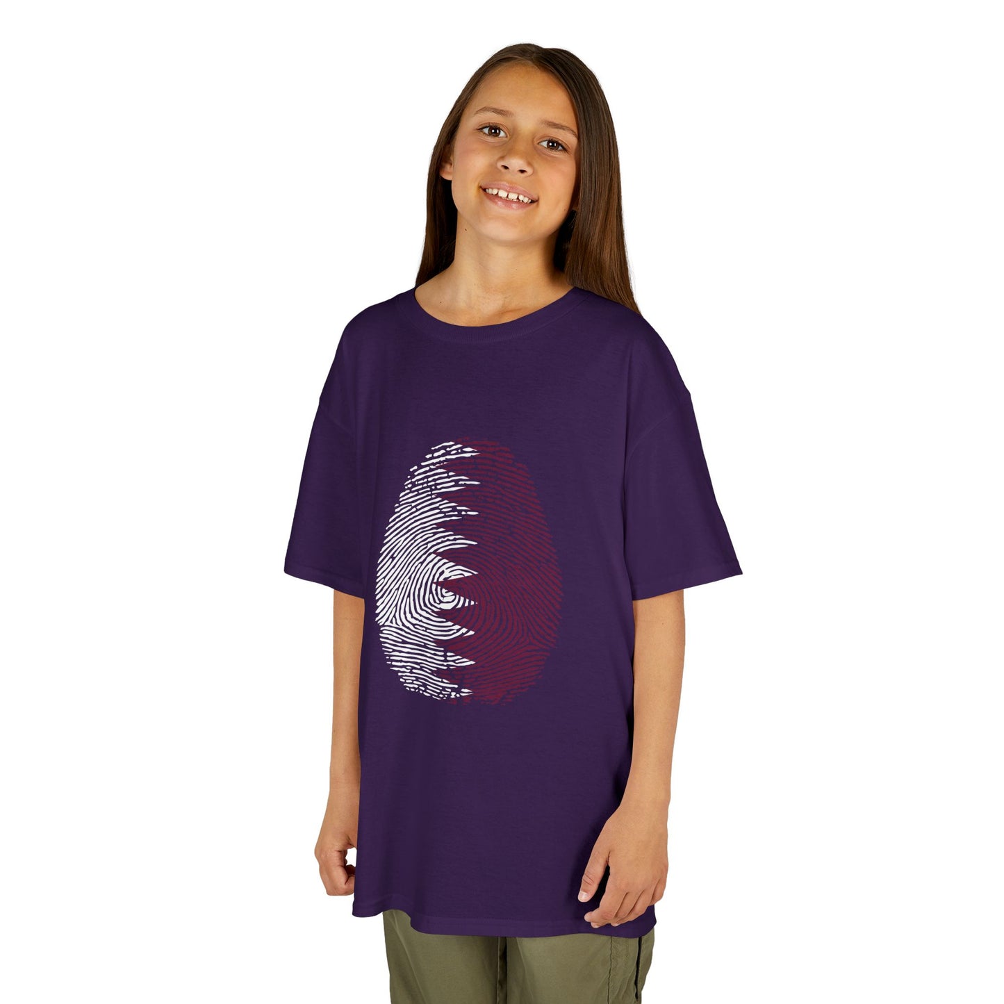 QATAR Fingerprint flag Soccer World Cup Fan T-Shirt (KIDS - UNISEX)