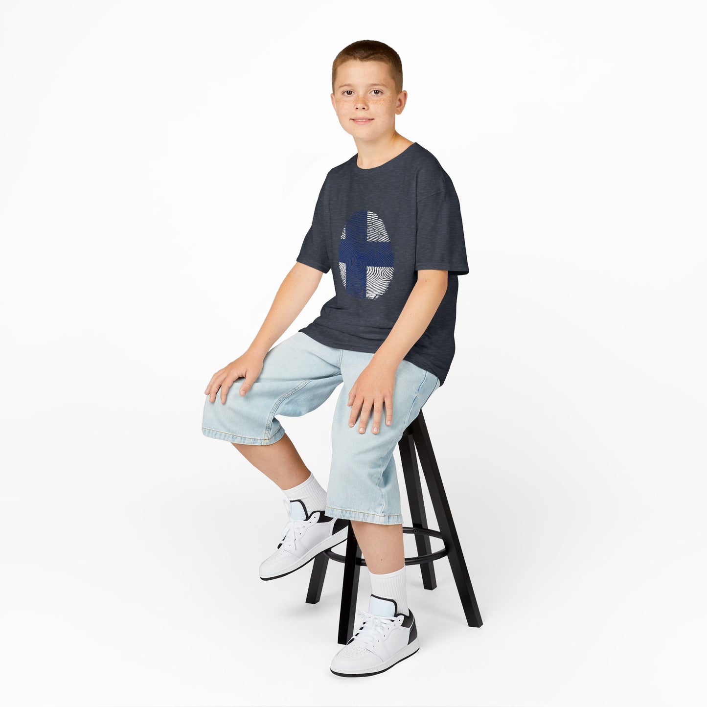 FINLAND Fingerprint flag Soccer World Cup Fan T-Shirt (KIDS - UNISEX)