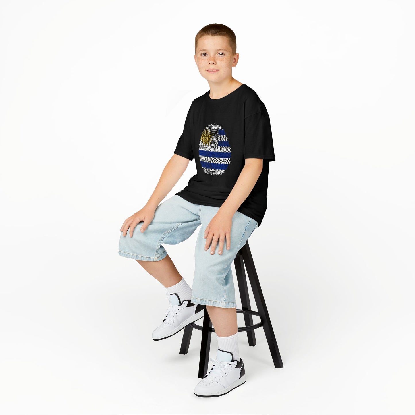 URUGUAY Fingerprint flag Soccer World Cup Fan T-Shirt (KIDS - UNISEX)