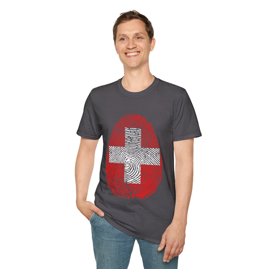 SWITZERLAND Fingerprint flag Soccer World Cup Fan T-Shirt (MEN)